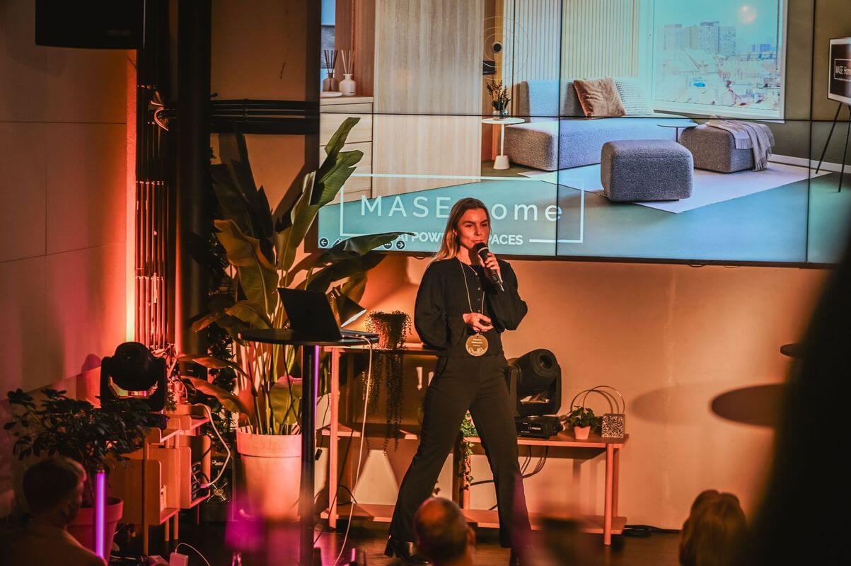 Presenter on stage